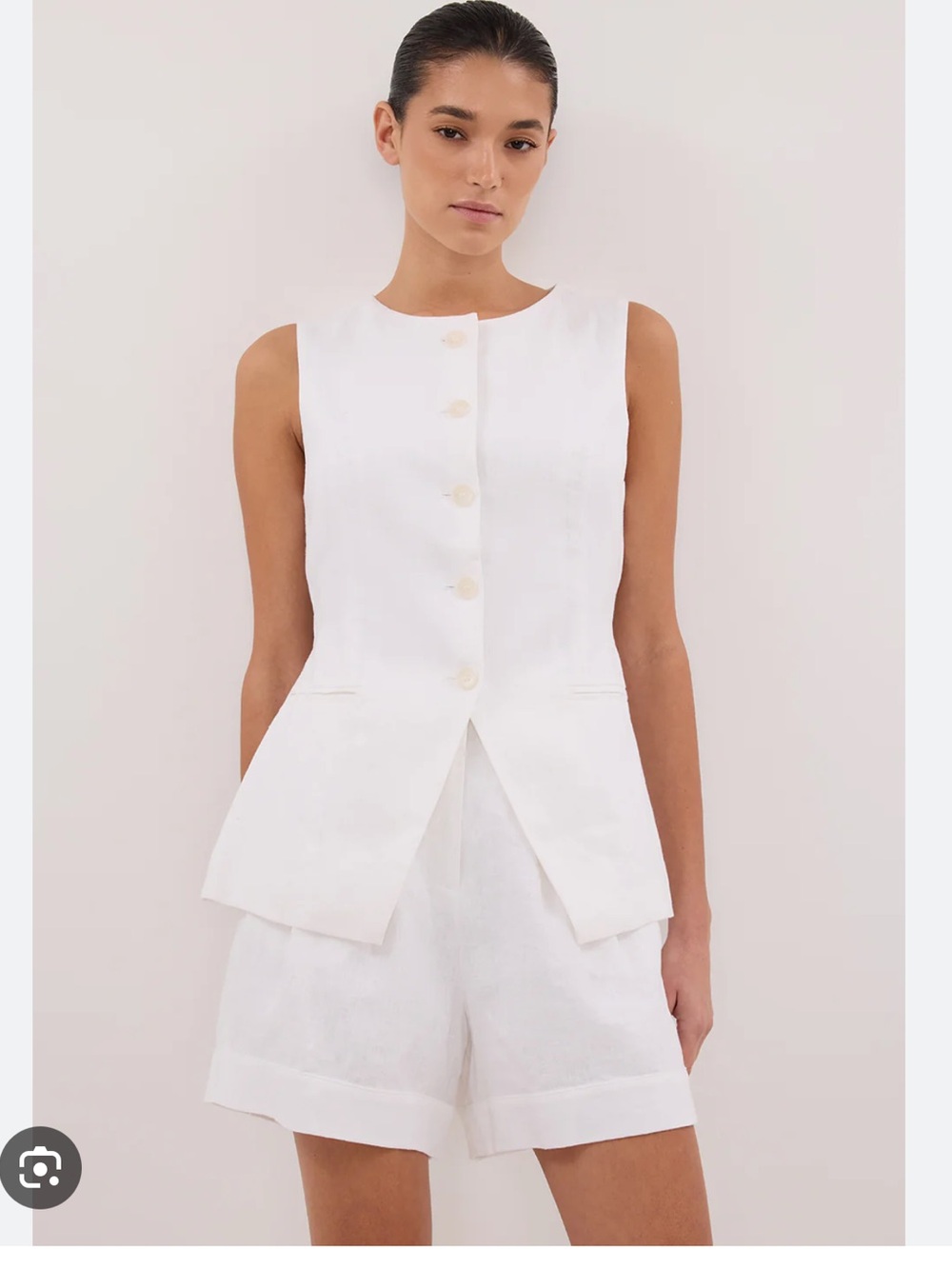 Diish Alessia white Linen blend vest size 4 nwot - Picture 2 of 4